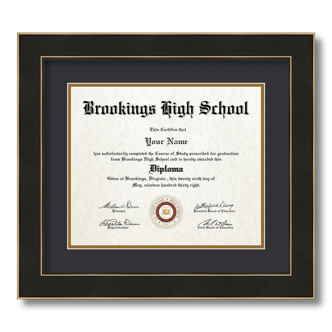 ArtToFrames 10x12 inch Diploma Frame - Framed with Black and Gold Mats, Comes with Regular Glass and Sawtooth Hanger for Wall Hanging (D-10x12)